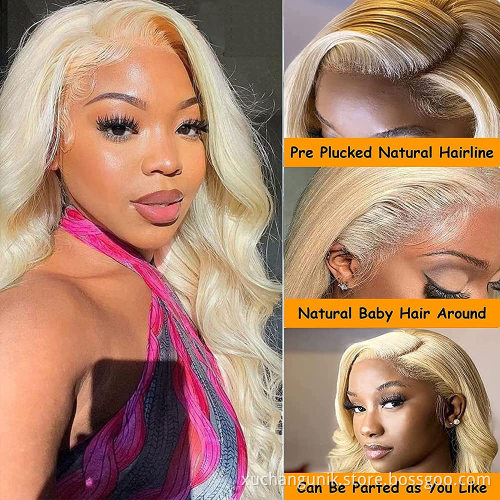 613 Blond Lace Front Human Hair Wigs For Black Women Brazilian Virgin Cuticle Aligned Hair Wig Unprocessed Transparent Lace Wig